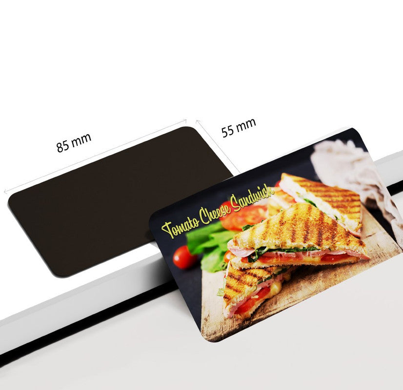 dhcrafts Rectangular Rubber Fridge Magnet Multicolor Food Tomato Cheese Sandwich D1 Rectangular Design Pack of 1 (8.6cm x 5.4cm)